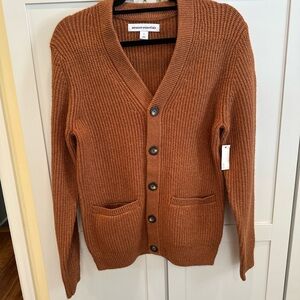 💕💕 3/$15 New!  Amazon XS Essentials Carmel Ribbed Cardigan with pockets